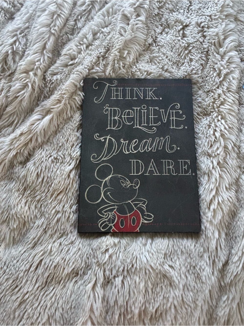 Black Mickey Mouse Chalkboard Sign with Red Accent